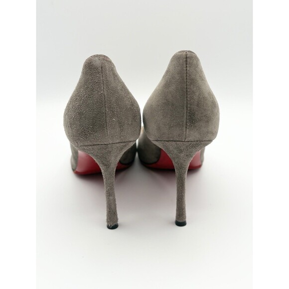 Christian Louboutin Gray Suede Stiletto Decoltish 85 Pumps Roche Sz EU 38 8 - Picture 8 of 14